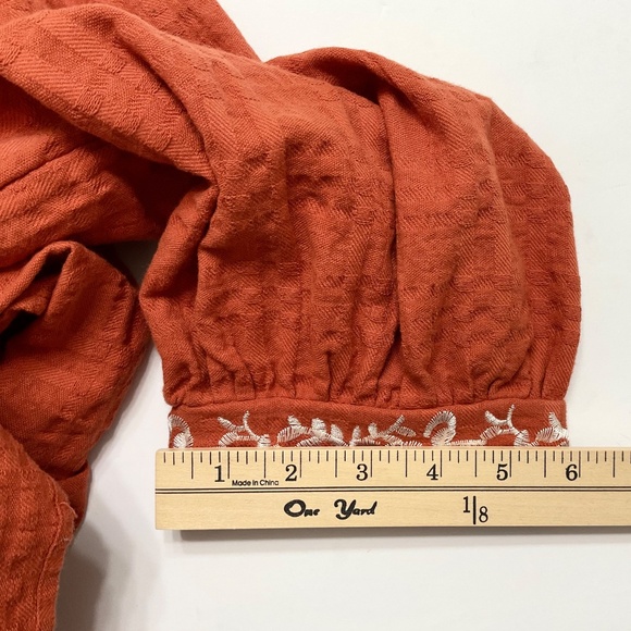 Noracora Women's Embroidered 3/4 Sleeve Tunic Blouse Orange XXL - Picture 9 of 11